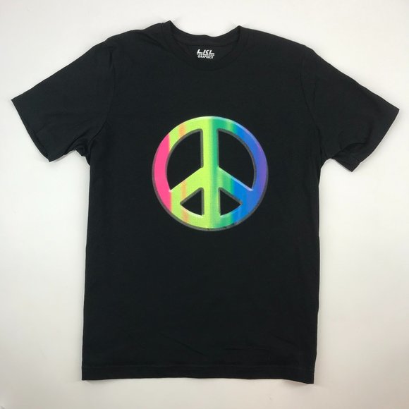 Tie Dye Peace Sign, Short Sleeve T-Shirt, Unisex, Black, Size XL, NEW WITH TAG - Picture 1 of 6